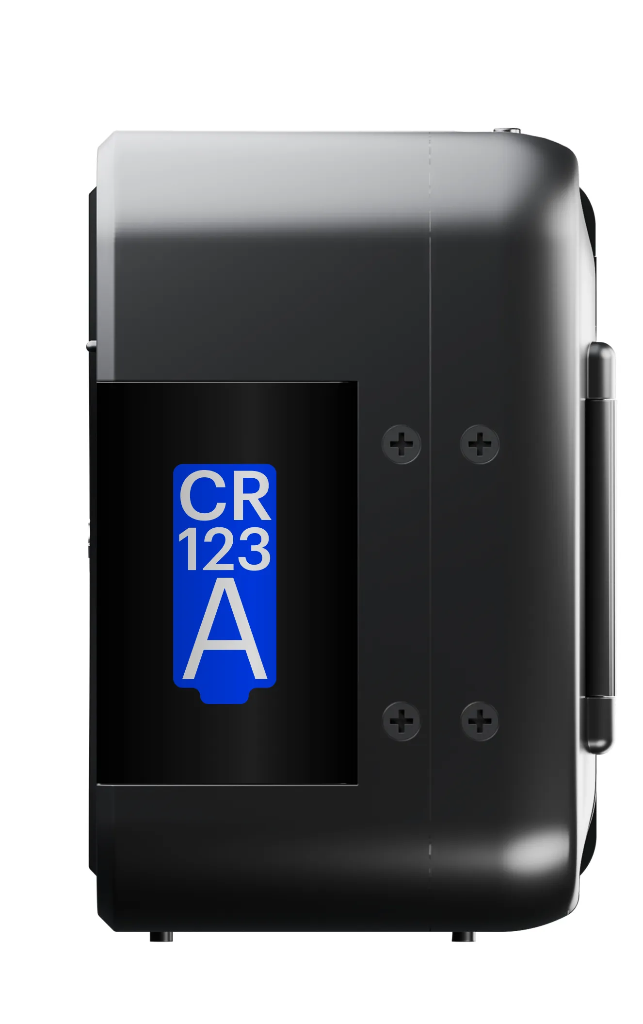 Side render of the camera with the CR123A battery door, Analogue AF1