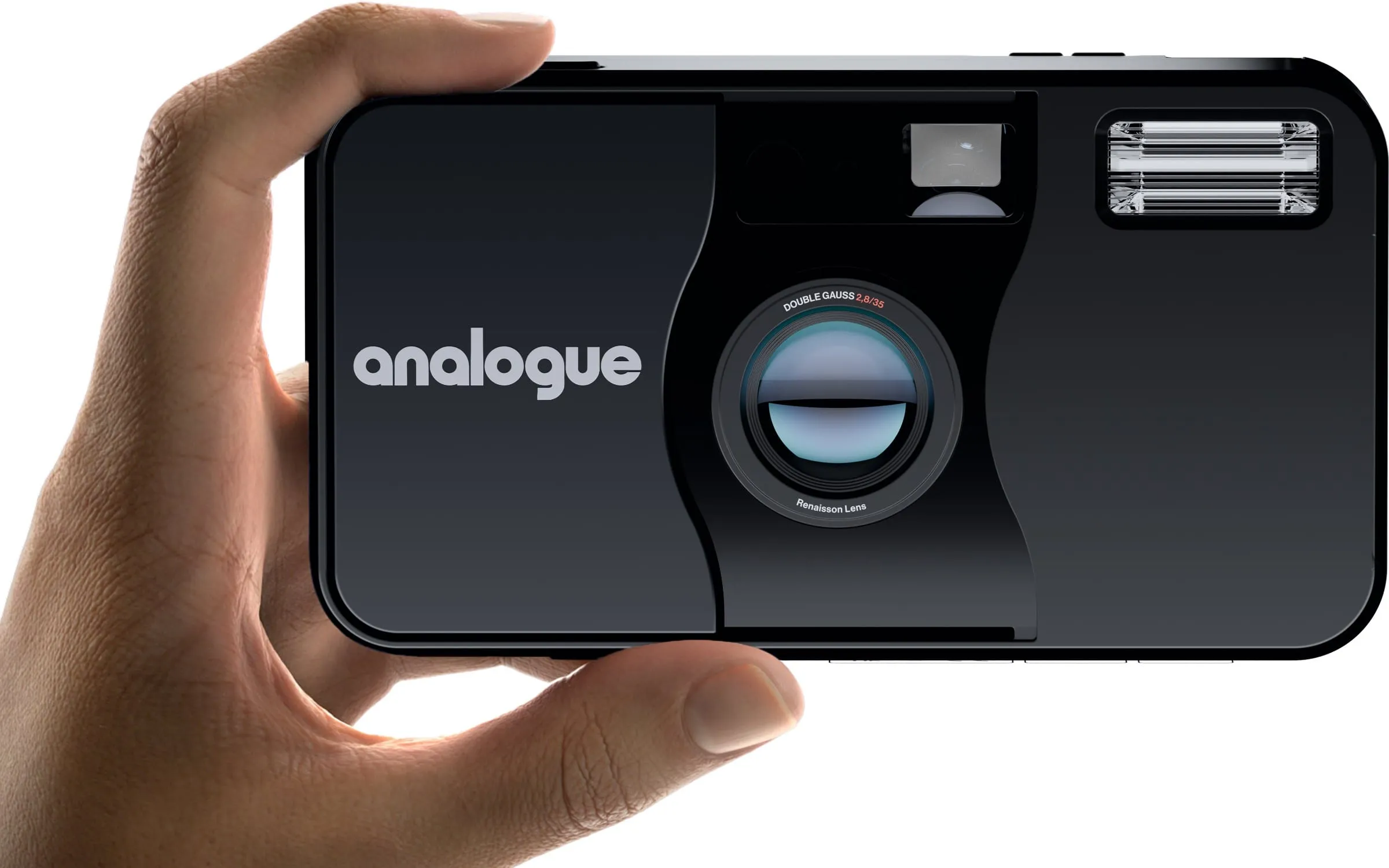 Hand holding the camera in front view, Analogue AF1
