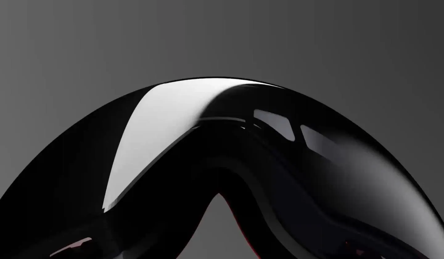Close-up of a black ski goggle lens, Atomic Ski website