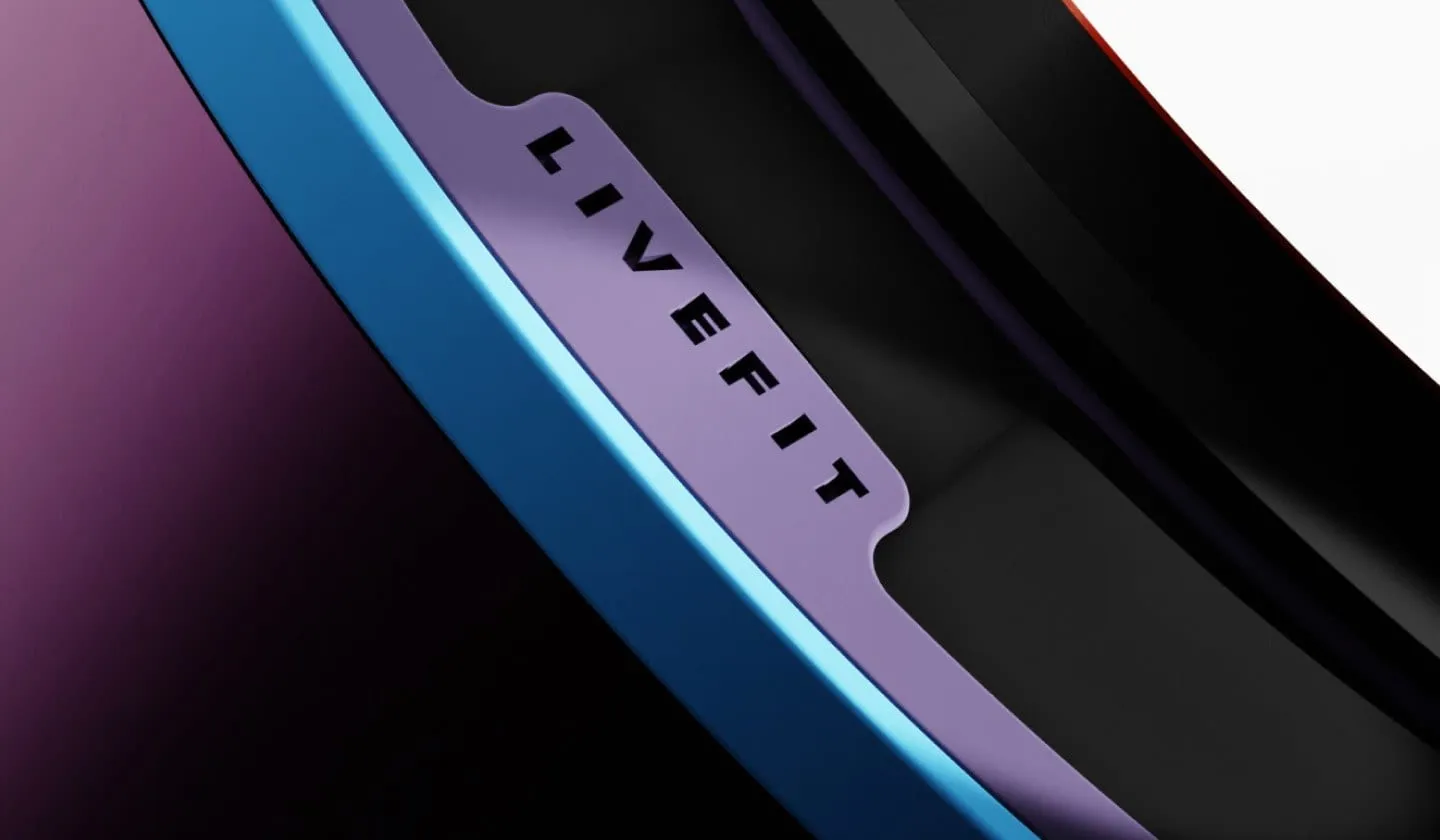 Close-up of a blue goggle strap with Live Fit lettering, Atomic Ski website