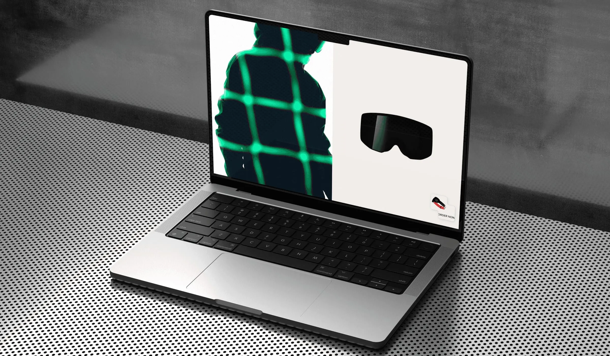 Laptop showing an Atomic goggle landing page, Atomic Ski website