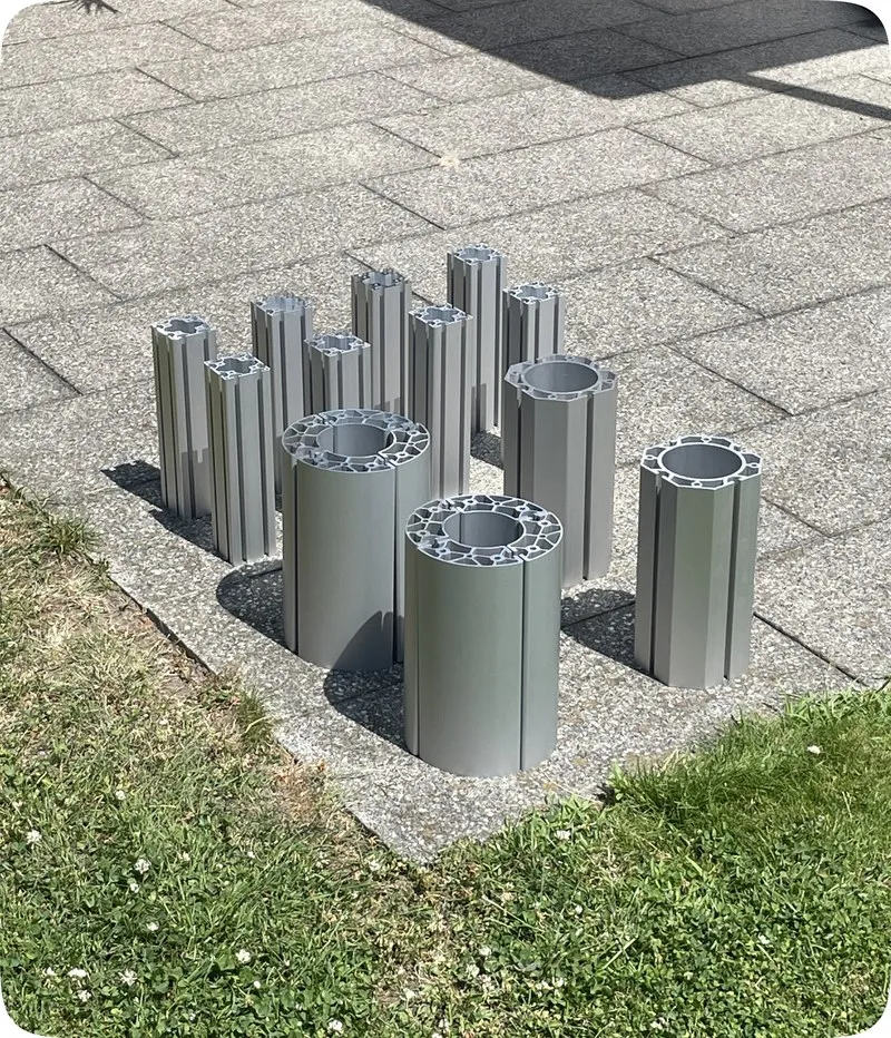 Several vases on paving stones