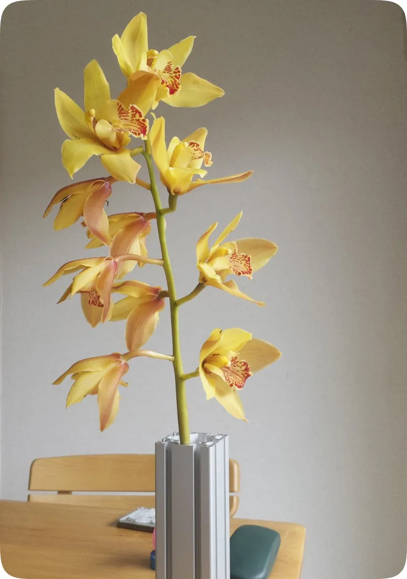 Type 660 vase with a yellow orchid