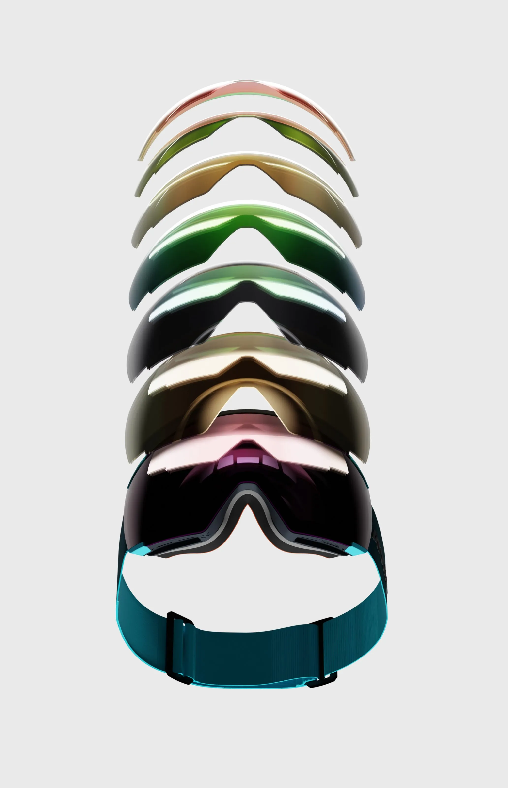 Stack of Atomic ski goggles in different lens colours, Atomic Ski website