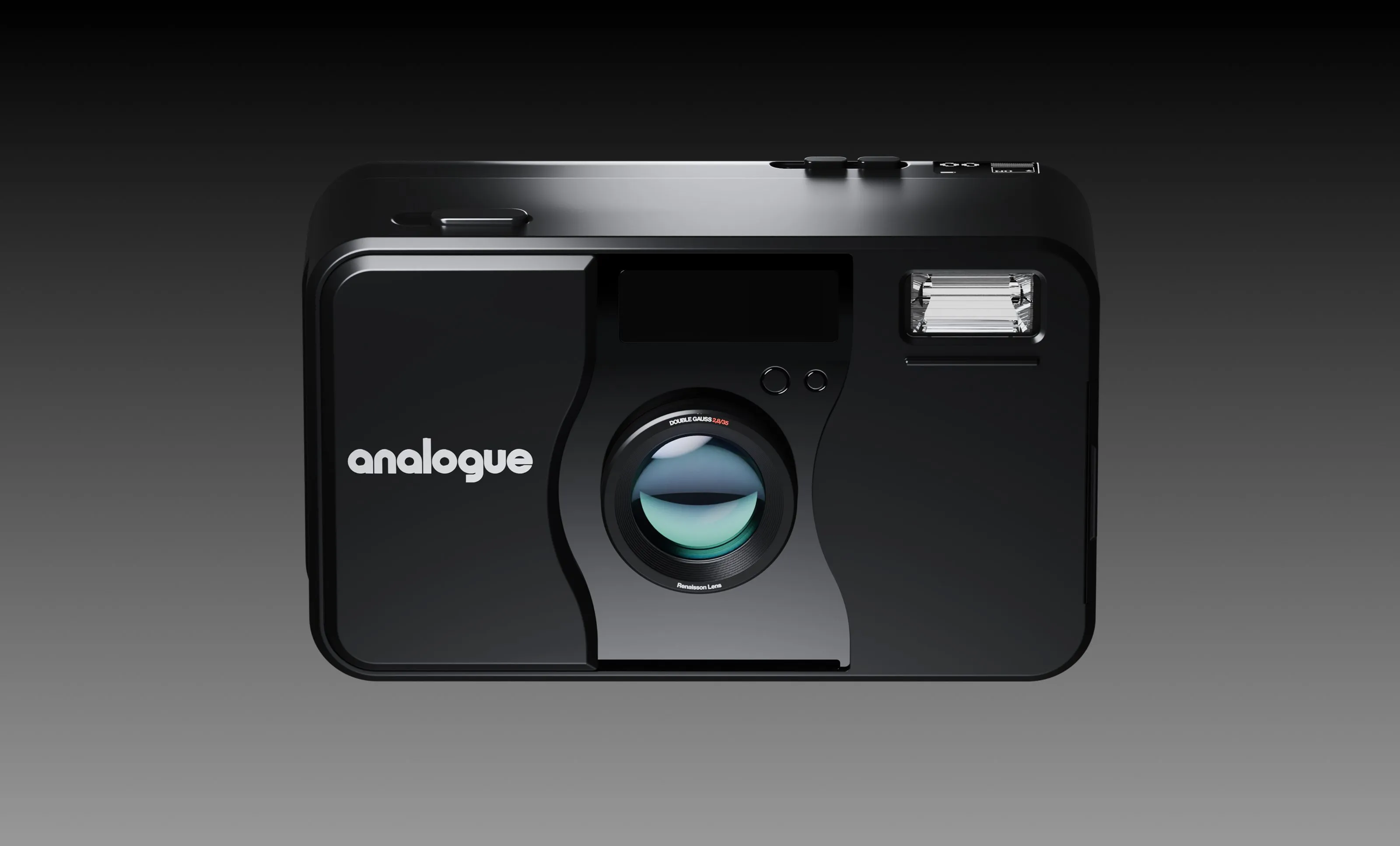 Render of the black Analogue AF1 camera from the front